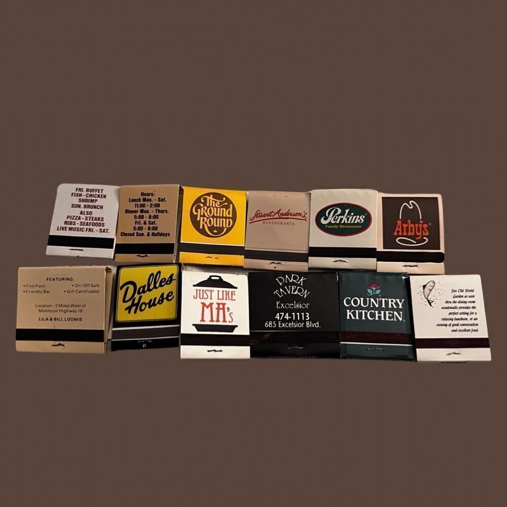 12 Vintage Restaurant Matchbooks Perkins Ground Ground Arbys Minneapolis Mn Unst